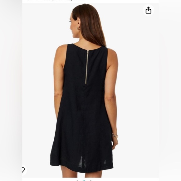 Lilly Pulitzer 100% Linen Edelyn Swing Shift Dress In Black. Size 6 - Picture 2 of 12